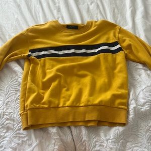 yellow and navy striped crew-neck